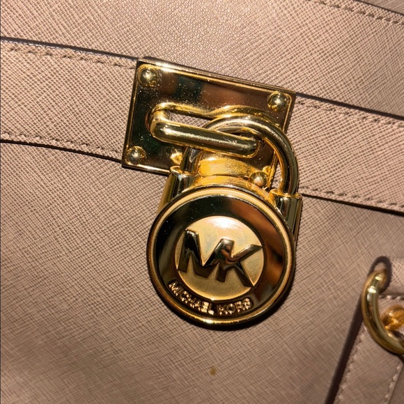 Michael Kors Taupe Saffiano Leather Convertible Tote Crossbody Bag - Picture 3 of 10